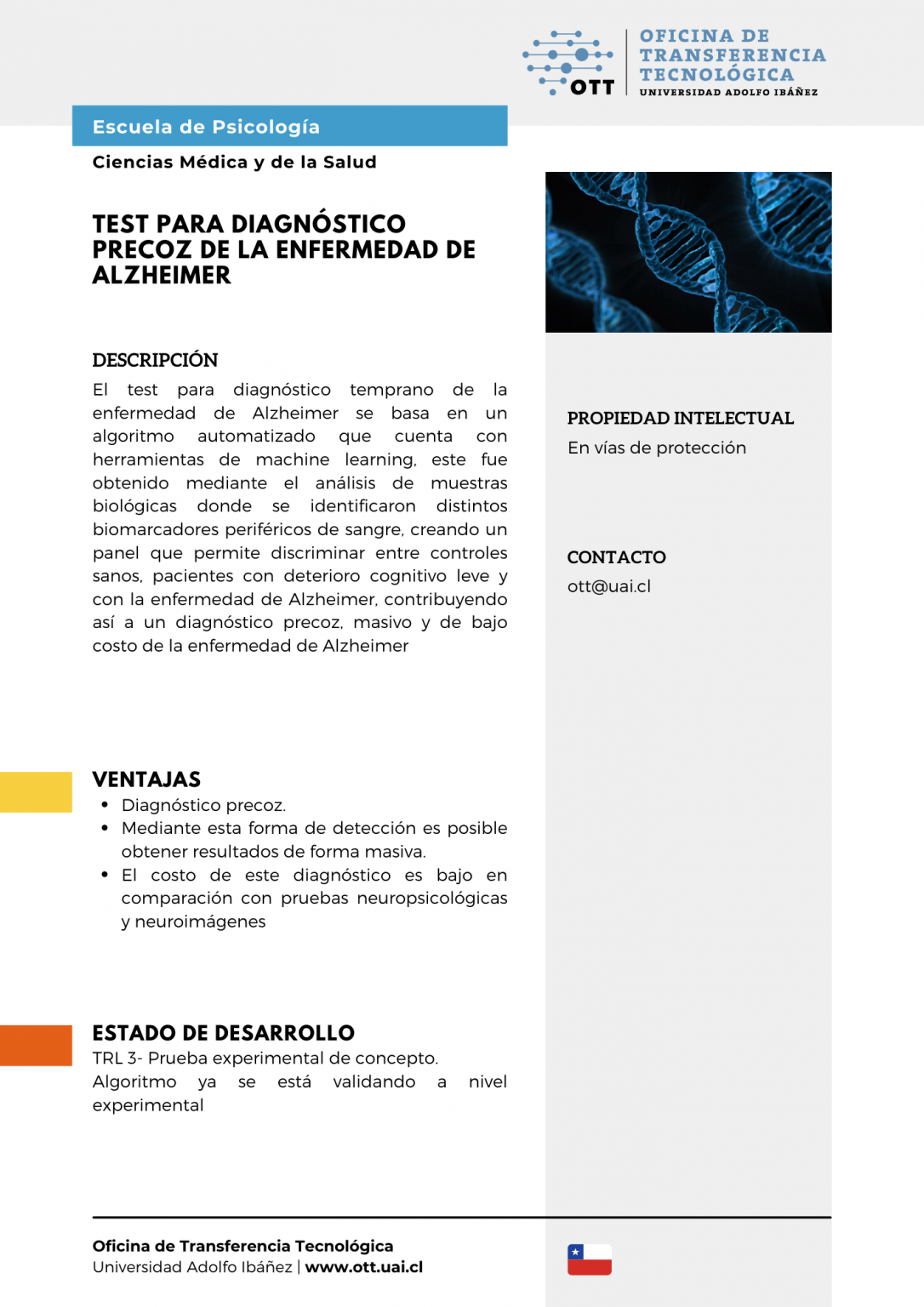 OTT Test para diagnóstico precoz de la enfermedad de Alzheimer